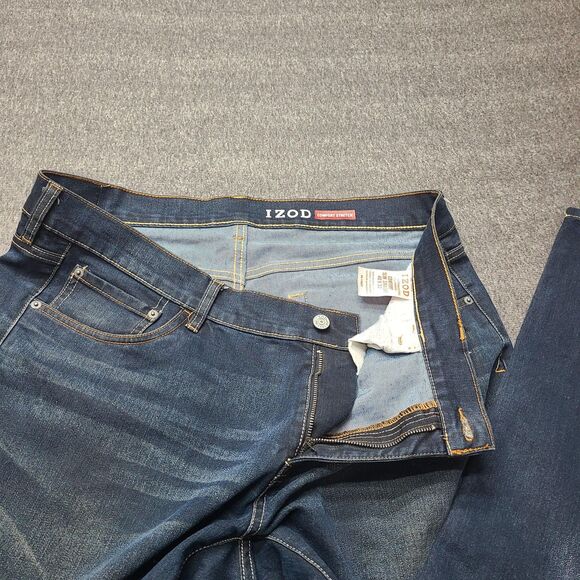 Izod Jeans Mens 40x32 Blue Comfort Slim Straight Stretch Denim Classic Fit Pants - Picture 4 of 9